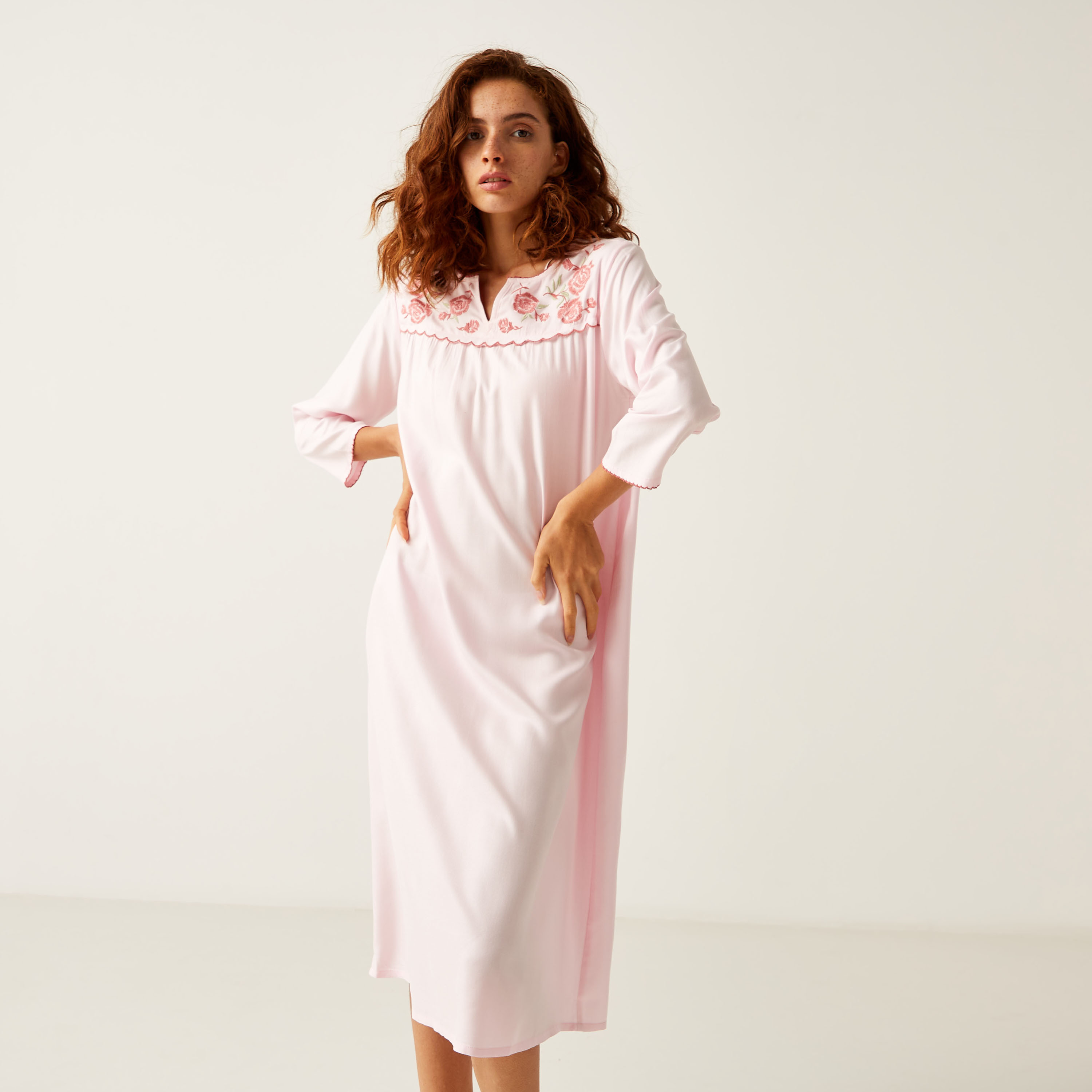 Buy Women's Lace Detail Night Gown with Tie-Ups Online | Centrepoint Kuwait